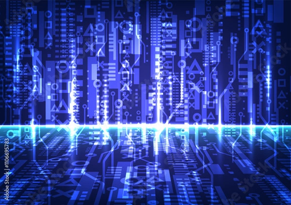 Fototapeta Abstract background with blue elements technology