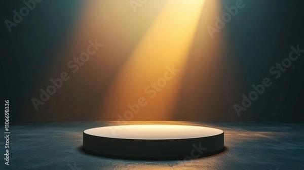 Fototapeta Circular Platform Illuminated by a Single Spotlight