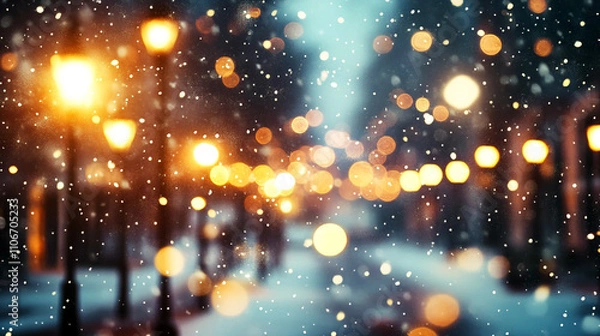 Fototapeta Illumination and snow blurred background