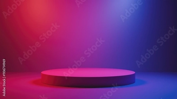 Obraz Circular Platform Under Pink and Blue Gradient Lighting