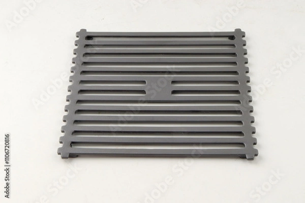 Fototapeta 10x10cm Floor Drain Water Outlet with Filter for Underground Use – Isolated on White Background