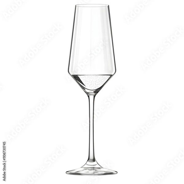 Fototapeta A tall clear stemmed champagne flute partially filled with sparkling wine sits against a dark green background.