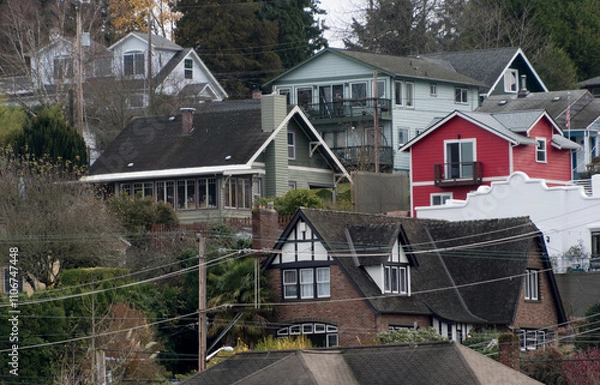 Obraz Houses on hills over Bay Street facing Sinclair Inlet