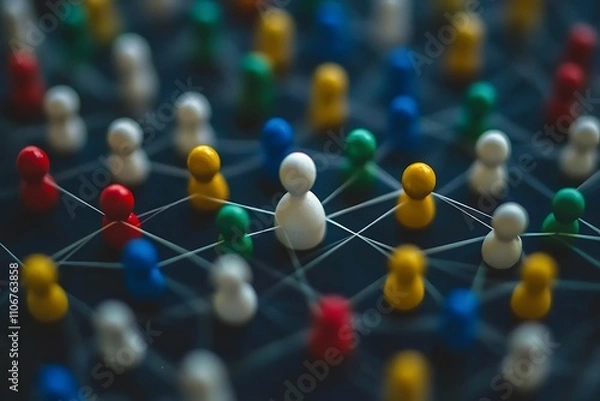Fototapeta Colorful Network Showing Interconnected People