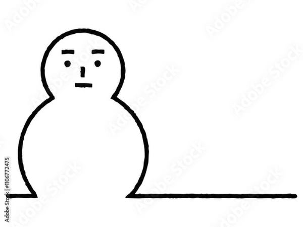 Obraz 雪だるま　シンプルな手描き線画イラスト