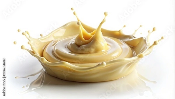 Fototapeta Splashing Mayonnaise Drop Isolated on White Background - High Resolution Food and Cosmetic Design Elements, Creative Liquid Texture for Culinary and Beauty Applications