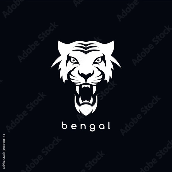 Obraz bengal white tiger logotype