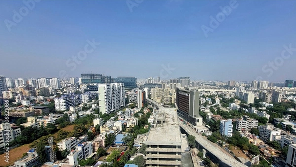 Fototapeta Aerial view of the Pune city, IT hub, software park