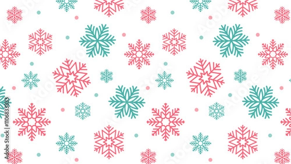 Fototapeta Winter seamless pattern. Snowflakes background. design for pillow, print, fashion, clothing, fabric, gift wrap. vector.