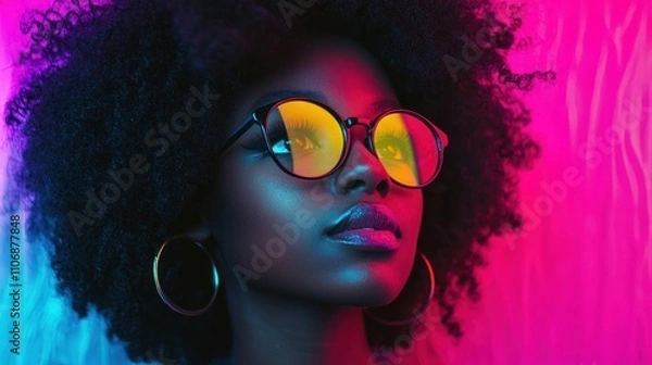Fototapeta A vibrant portrait of a woman candidly interacting with her surroundings, highlighting authenticity