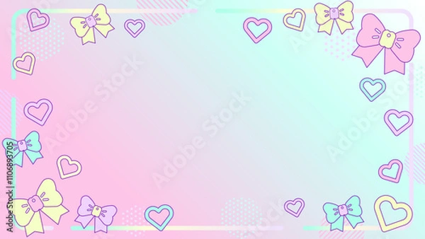 Fototapeta かわいい動画配信用の背景12　リボンハート柄