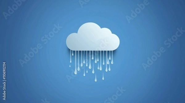Fototapeta Rain icon: A minimalist icon of a cloud with raindrops falling from it