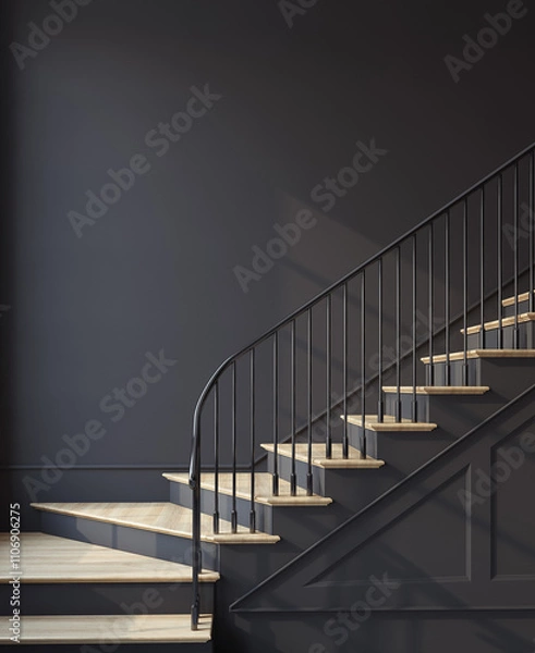 Obraz Stairway. Interior mockup. 3d render.