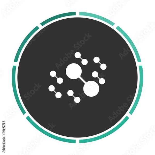 Fototapeta Molecule Simple flat white vector pictogram on black circle. Illustration icon