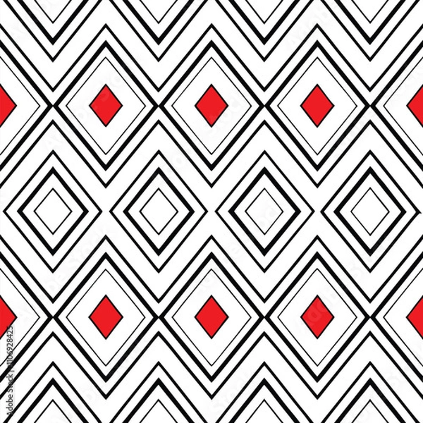 Fototapeta This seamless geometric diamond pattern design is perfect for textiles and fabric projects. It features vibrant and contemporary elements, creating a stylish and modern look.