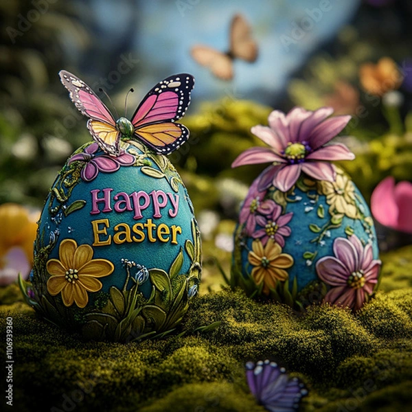 Obraz Happy Easter background, card, poster. Vector