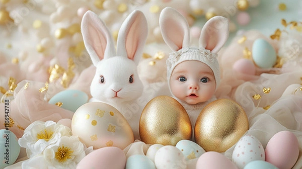 Obraz Happy Easter background, card, poster. Vector