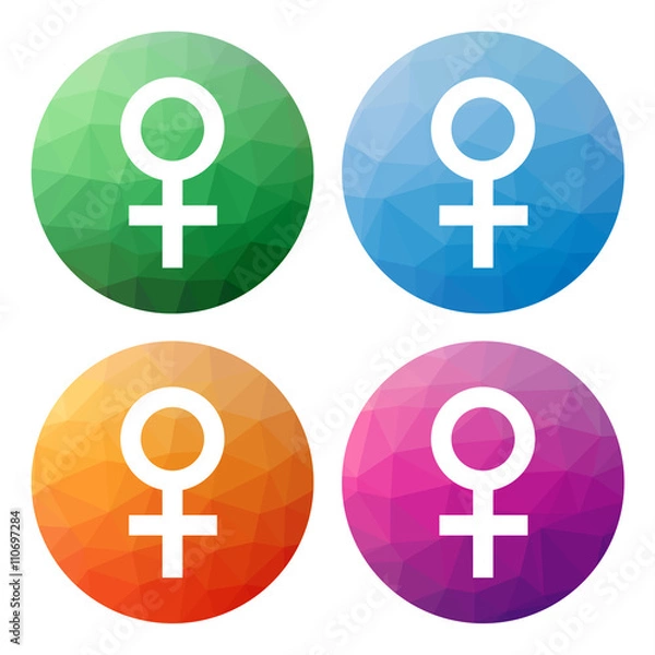 Fototapeta Set  of 4 isolated modern low polygonal buttons - icons - for fe