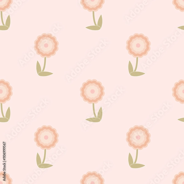 Fototapeta Elegant flower seamless pattern with charm, featuring delicate floral motifs and soft pastel hues. Perfect for romantic, demure designs in textiles, wallpapers, or invitations.