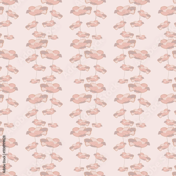 Fototapeta Elegant flower seamless pattern with charm, featuring delicate floral motifs and soft pastel hues. Perfect for romantic, demure designs in textiles, wallpapers, or invitations.