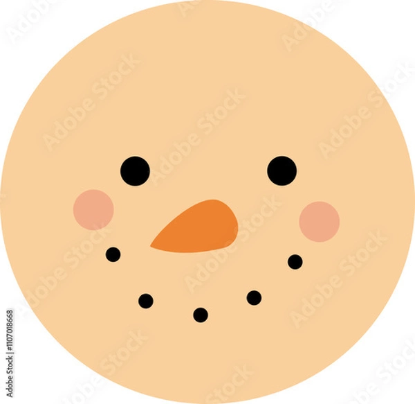 Fototapeta Christmas Beach Snowman  head flat vector.
Beach summer sand snowman head isolated svg.
Transparent background.