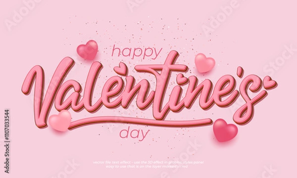 Fototapeta Valentine's day editable text effect 3d font calligraphy style ver.03