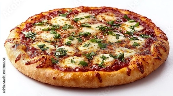 Fototapeta Close-up of a Margherita Pizza with Fresh Basil