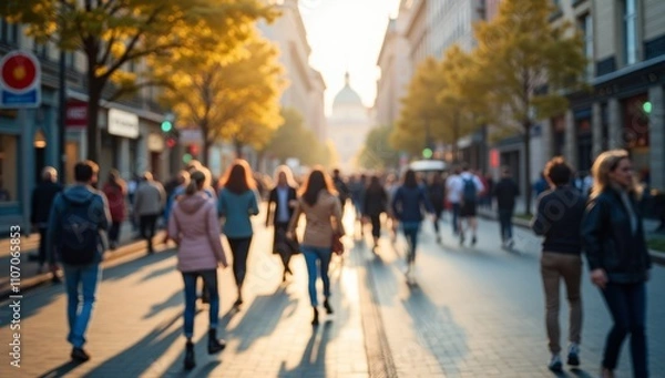 Obraz people walking in the city