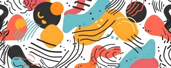 Fototapeta Abstract Colorful Shapes and Lines Design