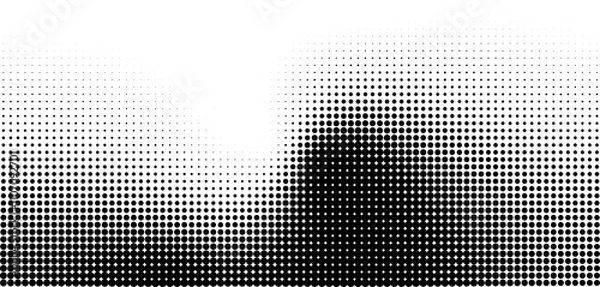 Obraz Halftone Noise Stipple pointillism background. Grain gradient texture background with dots. Dotwork gradient halftone pattern. Sand, grain, grunge stipple effect. Abstract texture, engraved overlay