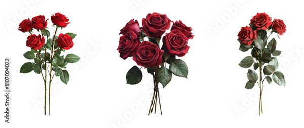 Obraz Red Roses Isolated on Transparent Background