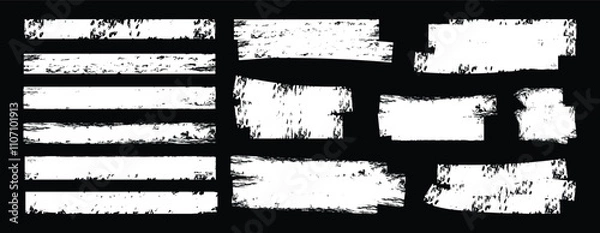 Fototapeta Set of hand painted chalk brushes. Hand drawn grunge lines on chalkboard background can be used as art brushes.