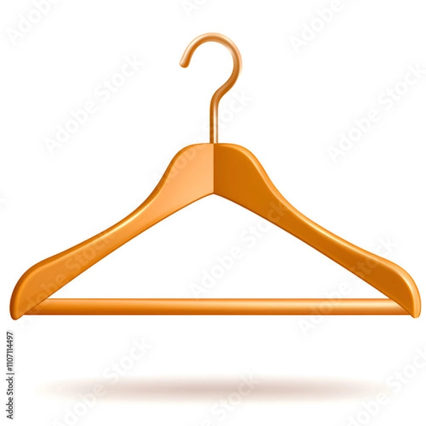 Fototapeta Orange clothing hanger hanging against a plain background ideal for organizing garments and accessories