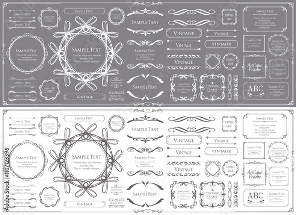 Fototapeta クリスマスフレームデザインセット