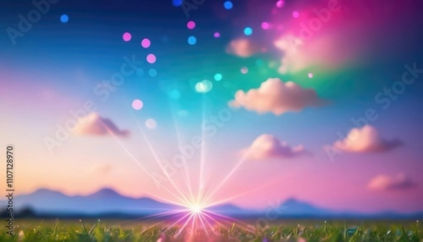 Fototapeta Starry Sky With Bokeh Sparkles