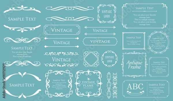 Fototapeta クリスマスモチーフのフレームデザインセット。ゴージャスでエレガントなデザイン素材
