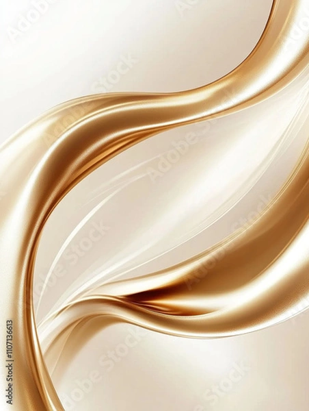 Fototapeta Gold abstract background wallpaper, 3D rendering e-commerce design material, metal reflective texture, silk texture, soft light simple composition.