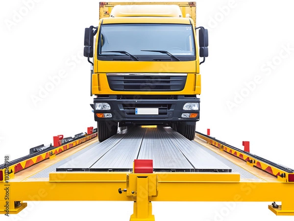 Obraz A truck or trailer carrying cargo on truck scales. Neural network AI generated art