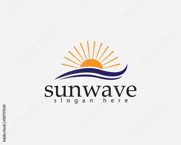 Obraz creative sun with water waves below logo design