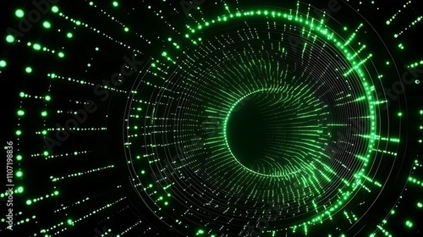 Obraz Abstract Green Light Particles in Circular Motion Creating a Dynamic Flowing Background Design for Visual Effects