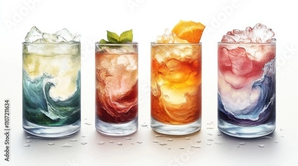 Obraz Artistic Ocean Wave Cocktails Coastal Bar Recipes for a Serene Setting