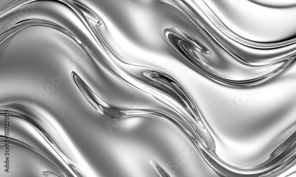 Fototapeta Chrome Metal Wave Background, Generative AI