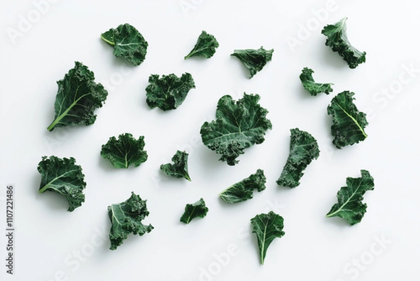 Obraz A close up of a bunch of chopped up green leafy vegetables