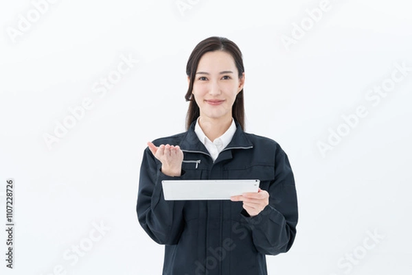 Fototapeta タブレットを使う作業員