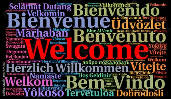 Fototapeta Welcome word cloud in different languages 