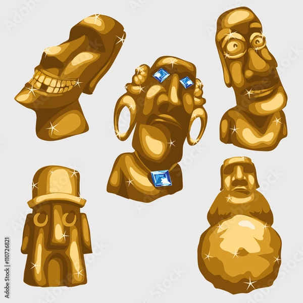 Obraz Maya sculptures from gold with sapphires