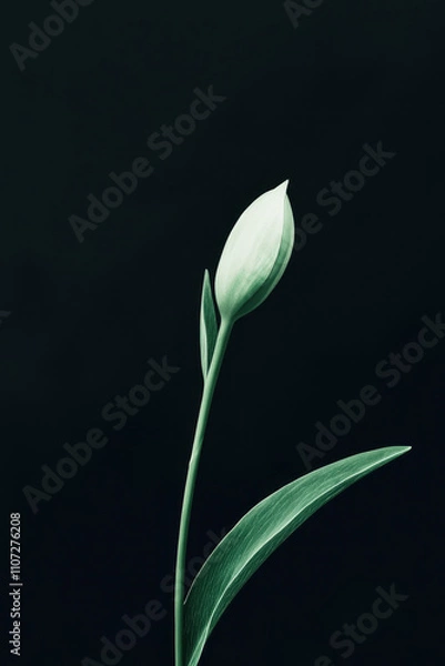 Fototapeta Exquisite Tulip Bud: A Minimalist Botanical Masterpiece on Elegant Simplicity and Natural Serenity