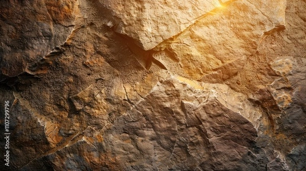 Fototapeta Close-up of sandstone texture with vignette and bright spot, ideal background option.