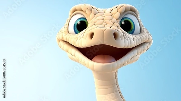 Obraz Cute Cartoon Snake Happy Reptile 3D Render Friendly Animal