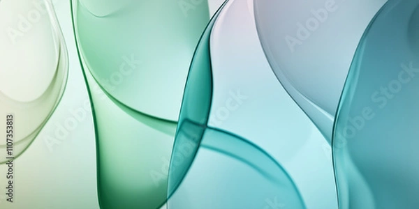 Fototapeta Abstract blue and green color curved wave shape glass background. Transparent modern texture, holographic wave in motion, gradient design for technology advertisement
